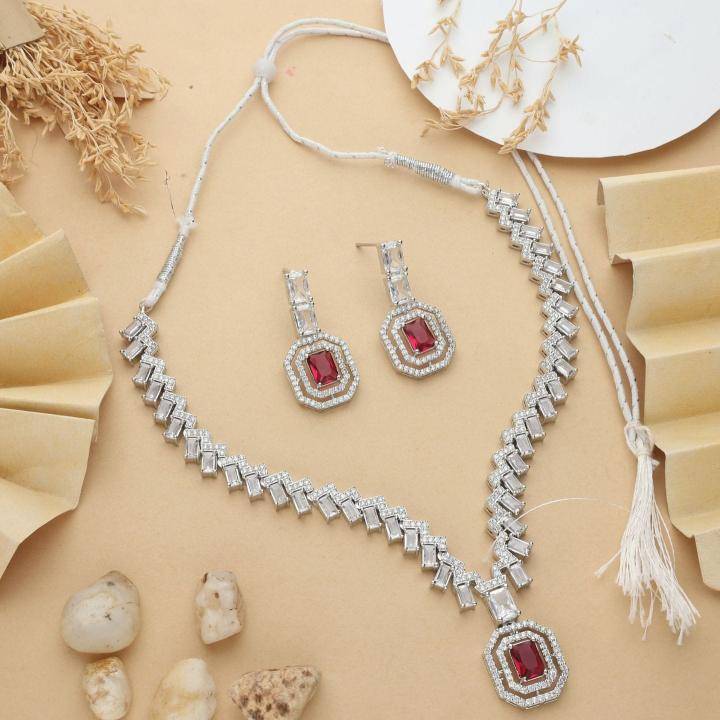 Anti tranish american diamond necklace set 916 Artificial jewelry market in Hyderabad